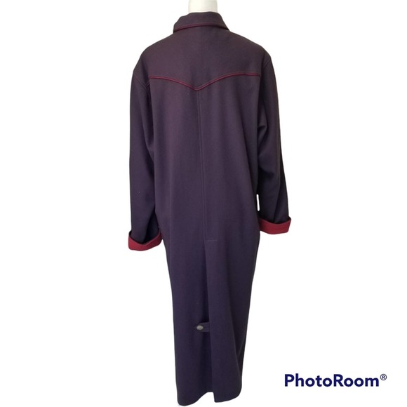 Wool Purple Duster Coat Silver Concho Buttons Accent - Picture 3 of 11